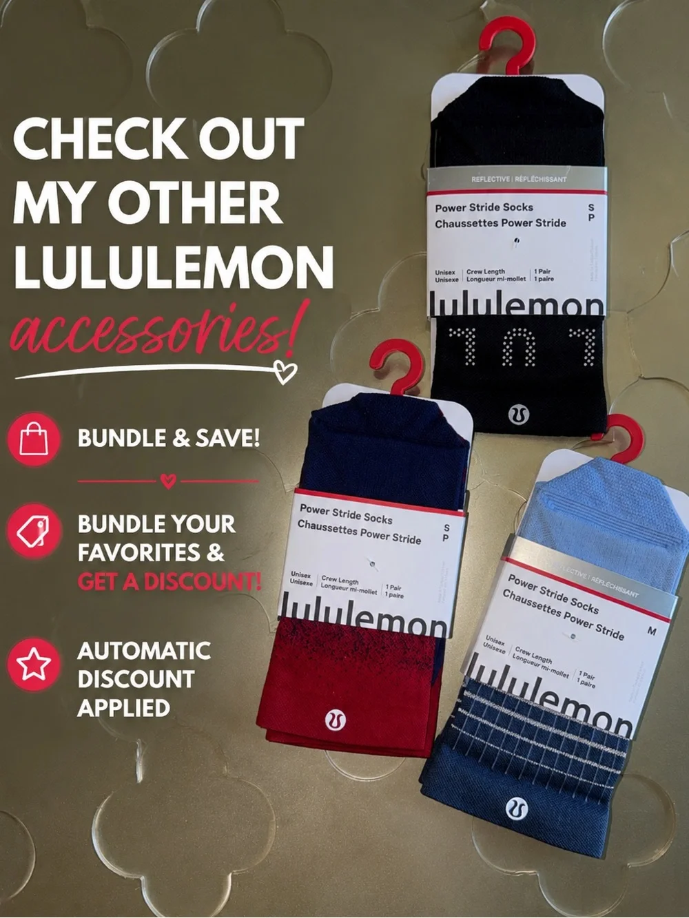 🆕 LULULEMON Power Stride Crew Socks *Reflective Black NWT Unisex